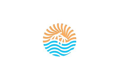 Tropical Logo FOR SALE branding design for sale graphic design illustration logo natural palm tree sun vector waves