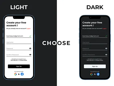 Daily UI :: 001 - Sign Up app dailyui dailyuichallange darktheme signup ui ux