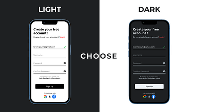 Daily UI :: 001 - Sign Up app dailyui dailyuichallange darktheme signup ui ux