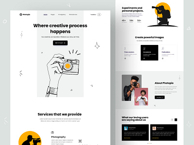 Photography Website Landing Page camera clean design creative design landing page minimal modern design photo photography portfolio portrait product design trending typography ui ux web design website design