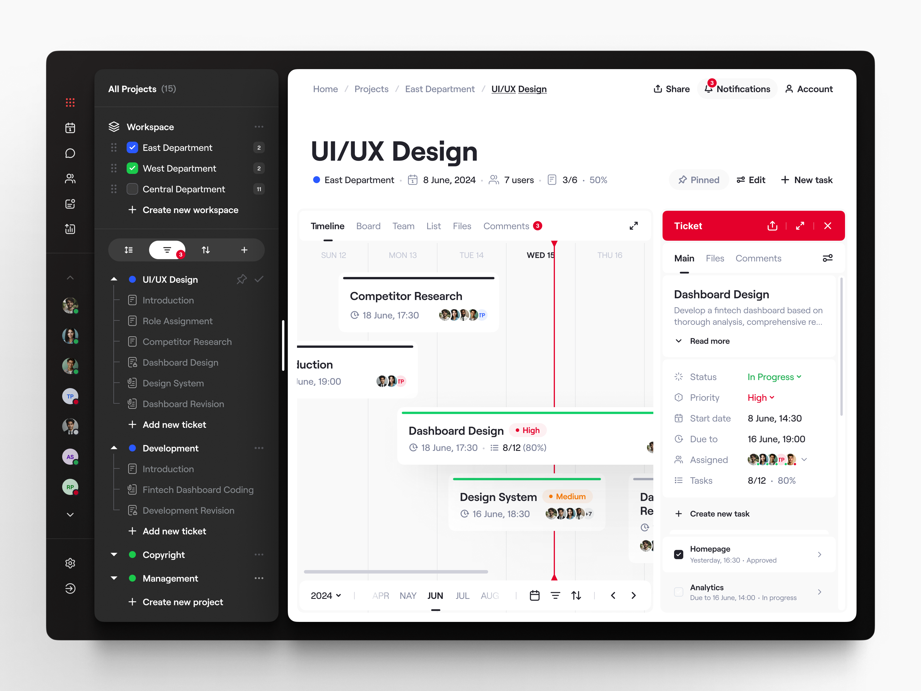 📋 Product design for Project Management Dashboard | Hyperactive clean ui dasboard design hyperactive management planning product design project project management saas task team timeline tracking ui ux
