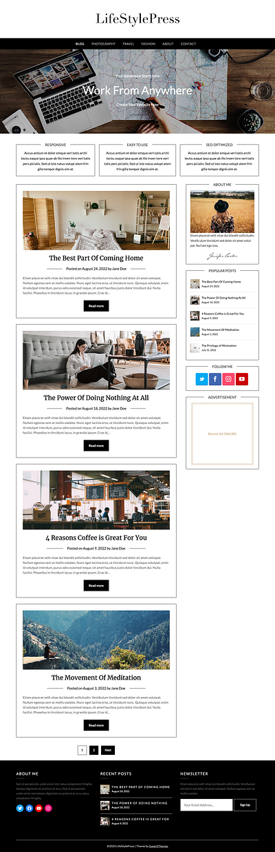 LifestylePress - A Free WordPress Theme For Lifestyle Bloggers blog blogging download free lifestyle personal template theme website wordpress wp