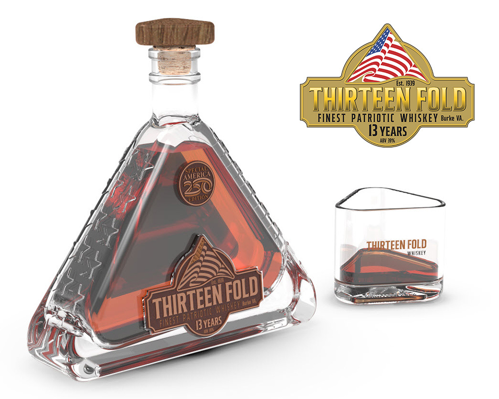 Thirteen Fold Whiskey - 13 Years 3d 3d design 3d modeling alcohol bottle design branding cad cam glass design graphic design liquor package design packaging packaging design product design usa whiskey