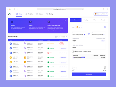 Crypto Bridge blockchain bridge crypto design ethereum polygon pool swap transaction ui uiux web3