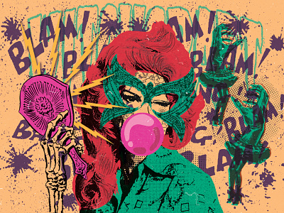 All Takin' and No Givin' bubble gum craft beer dolly hair illustration kick ass mask pop art woman