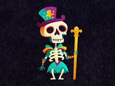 Grinning Bones adobe illustrator carnival character festival illustration mardi gras skeleton skull vector