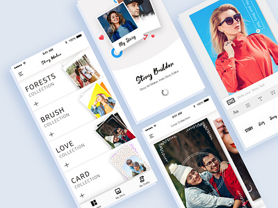 Story Builder : Insta story maker app design clean collection creative font insta insta story maker app instagram stories mobile app poster maker app story story creator story maker story ui template ui uiux