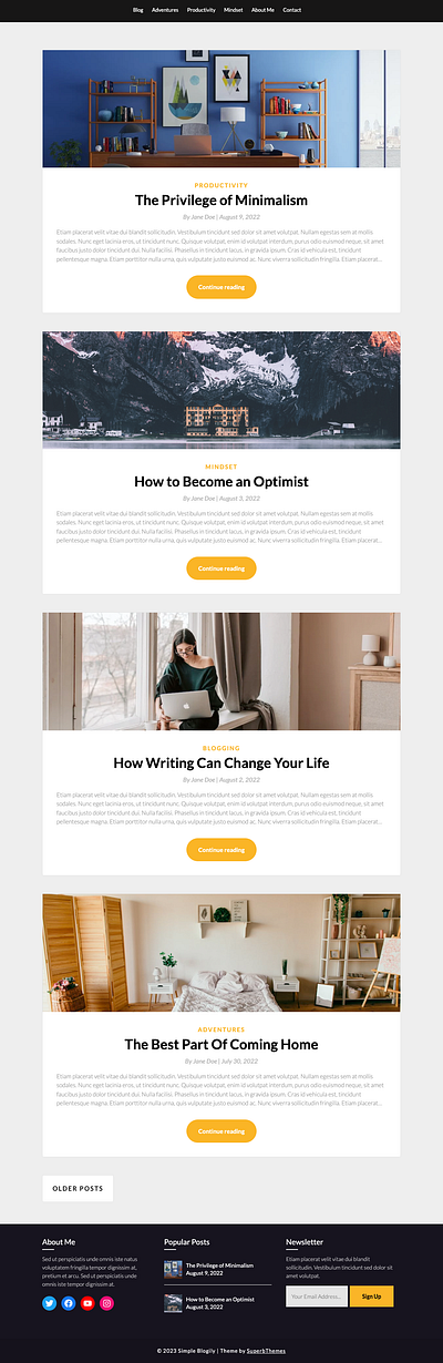 SimpleBlogily WordPress Theme - A Minimal Blog Theme blog blogger blogging simple template theme website wordpress writer writing