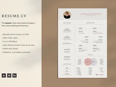 Resume CV Template branding clean resume cover letter curriculum vitae cv cv resume design diy free resume graphic design illustration job resume logo modern resume resume ui