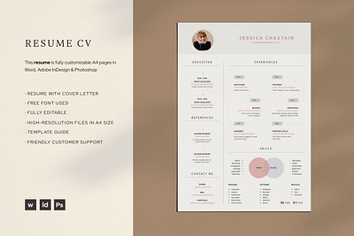 Resume CV Template branding clean resume cover letter curriculum vitae cv cv resume design diy free resume graphic design illustration job resume logo modern resume resume ui