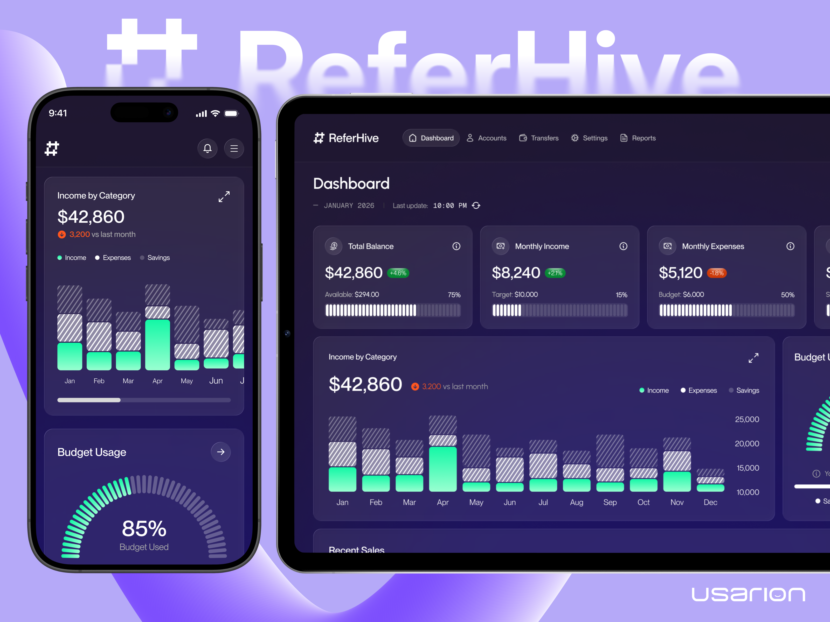 Fintech Dashboard UI for Budget Analytics App banking app budget tracker chart design dark mode ui dashboard ui data visualization expense management finance app financial software fintech dashboard mobile banking neon ui product design responsive dashboard saas dashboard ui design user experience wallet ui