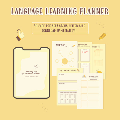 Language Learning Planner Design design graphic design planner design templates typography