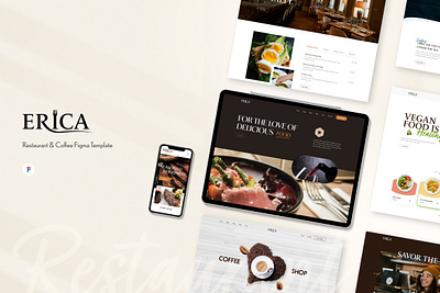 Erica_ Restaurant & Coffee Figma Template agency bar branding burger coffee figma figmatemplate pizza pub reservation restaurant ui uidesign uikits uitemplate web website