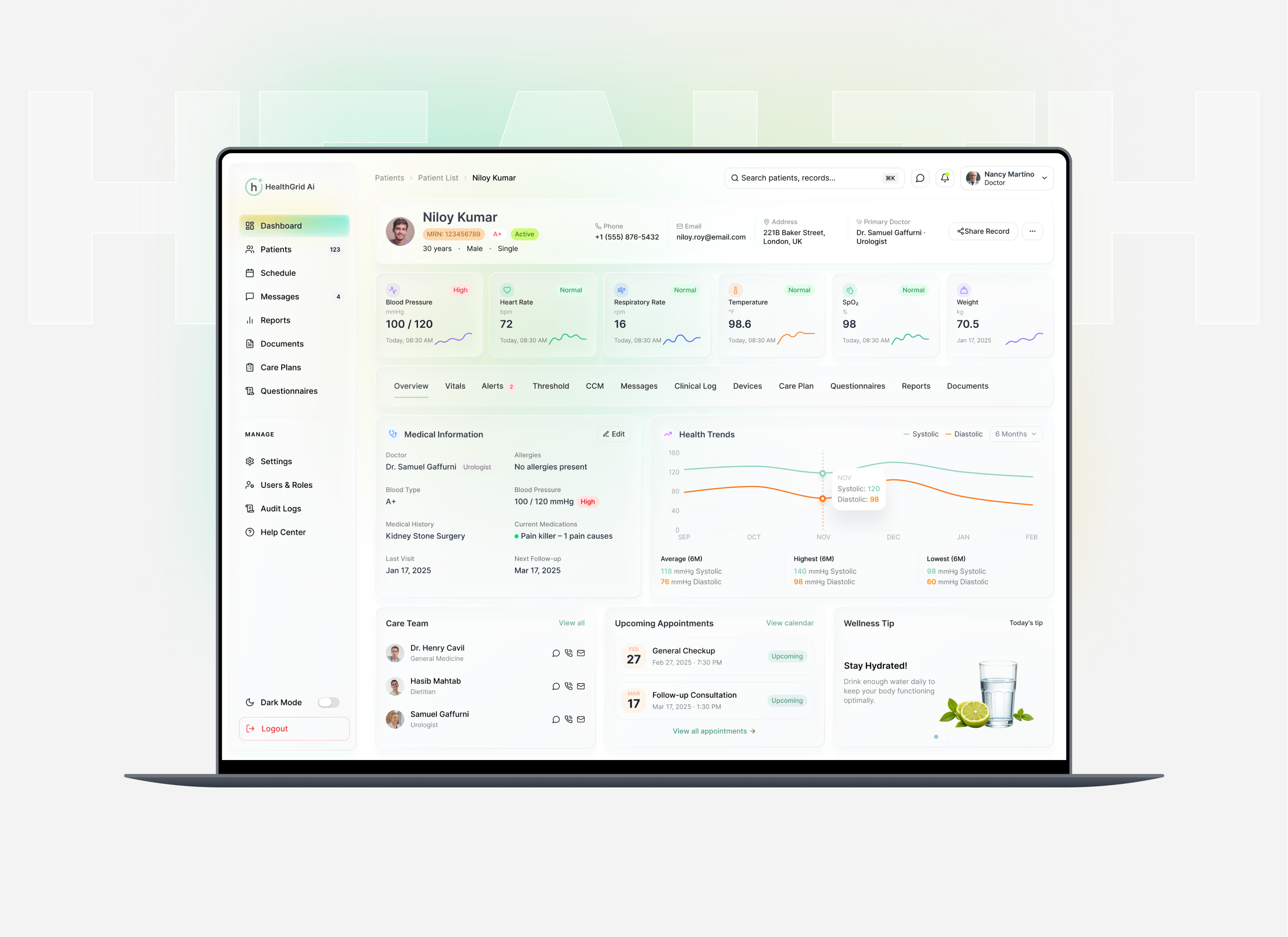 🏥 HealthGrid AI — Healthcare Dashboard UI/UX ai dashboard figma health healthcare healthtech medical productdesign saas uidesign uxdesign webdesign