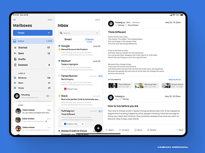 Mailbox concept design blue dashboard branding dashboard figma forms gmail mail box modern ui