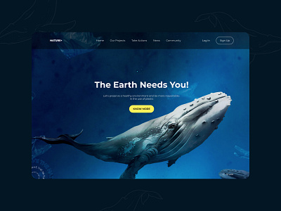 Landing page for environmental conservation design main page ocean pollution saveplanet ui
