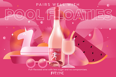 FitVine Wine Illustration Series better for you campaign consumer goods design illustration point of sale retail wine
