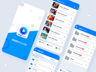 Video Player App android app design app ui blue ui clean file folder ios minimallist mobile app product design ui video video player