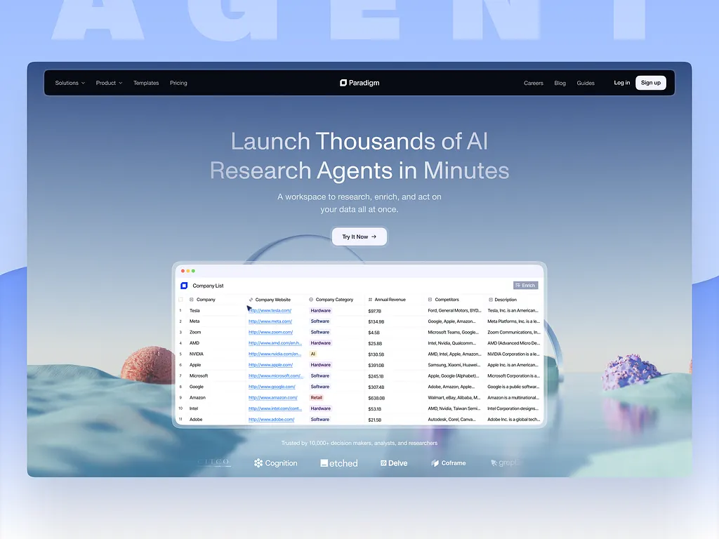 AI Research Agent Landing Page