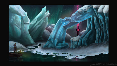 Icy landscaping auroraborealis conceptart digital art concept photoshop digitalart digitalpainting icylandscape illustration landscape photoshop