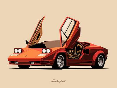 Lamborghini Countach automotive cars clean design flat illustration lamborghini poster racing slick vector