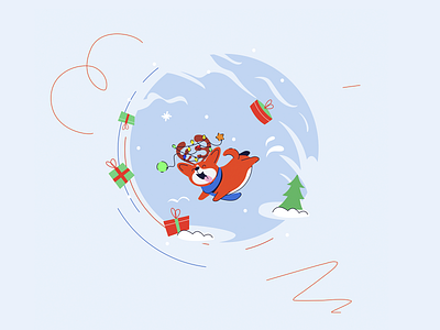 Corgi cartoon chrismas gift pet season snow winter