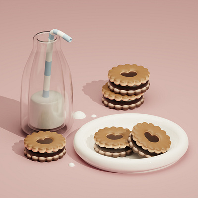 Milk & Cookies [Blender] 3d beginner blender design