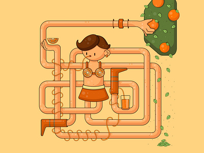 Orange character design fruit illustration illustrator orange