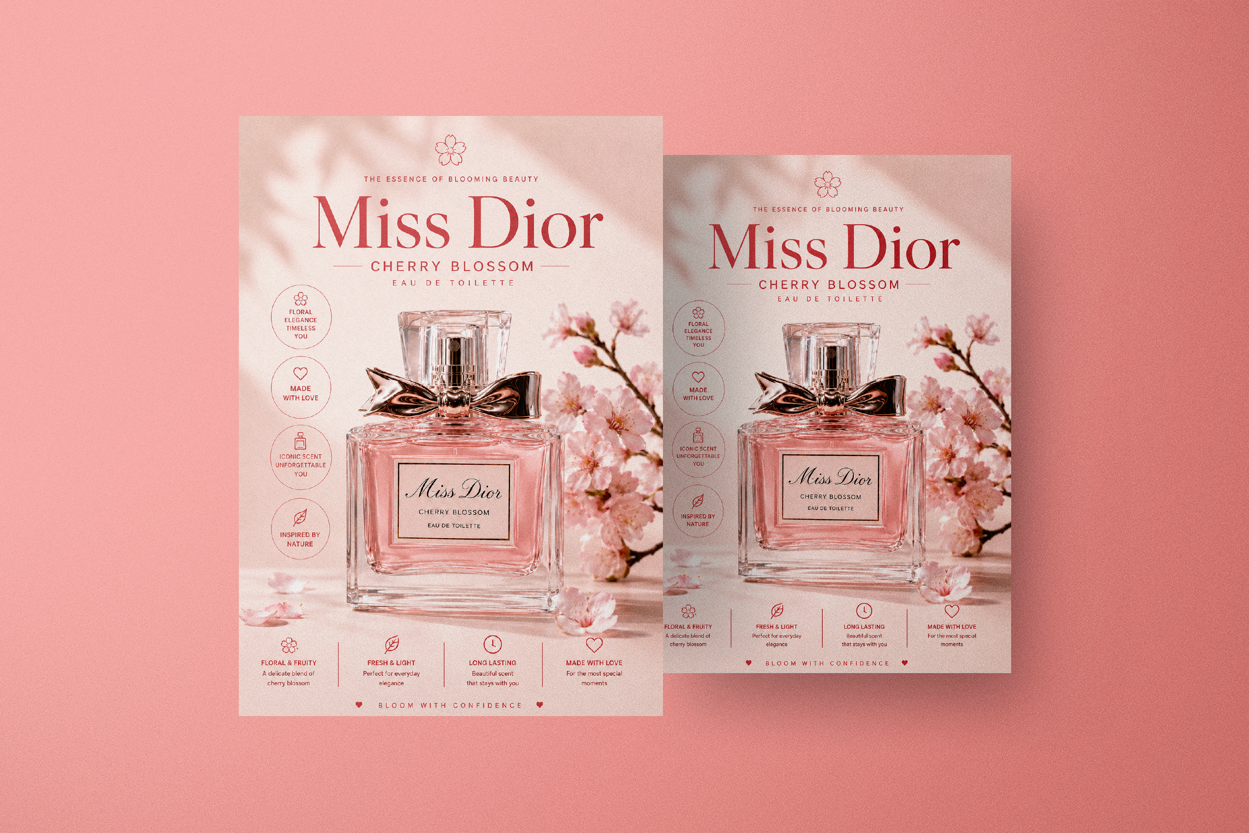 Miss Dior | Feminine Perfume Flyer & Poster Design advertisement brand identity branding coquette aesthetic cosmetics branding creative studio editorial design floral design flyer design graphic design layout design luxury branding marketing asset minimalist design packaging design perfume poster poster design print design typography visual identity