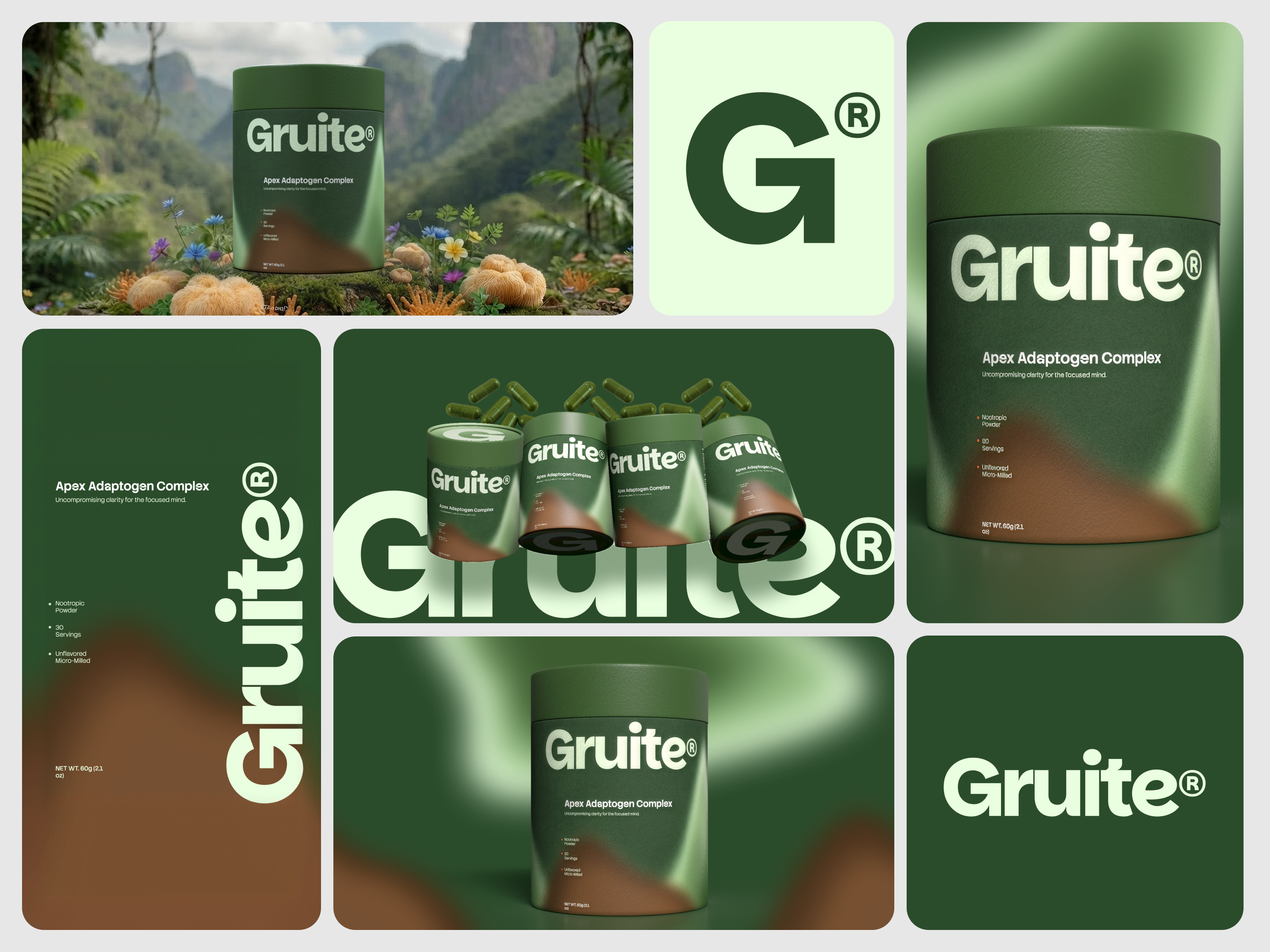 Apex Adaptogen Complex Packaging Design brand identity branding design forest theme graphic design identity design logo mushroom supplements packaging design supplement branding supplement identity design supplement packaging design typography