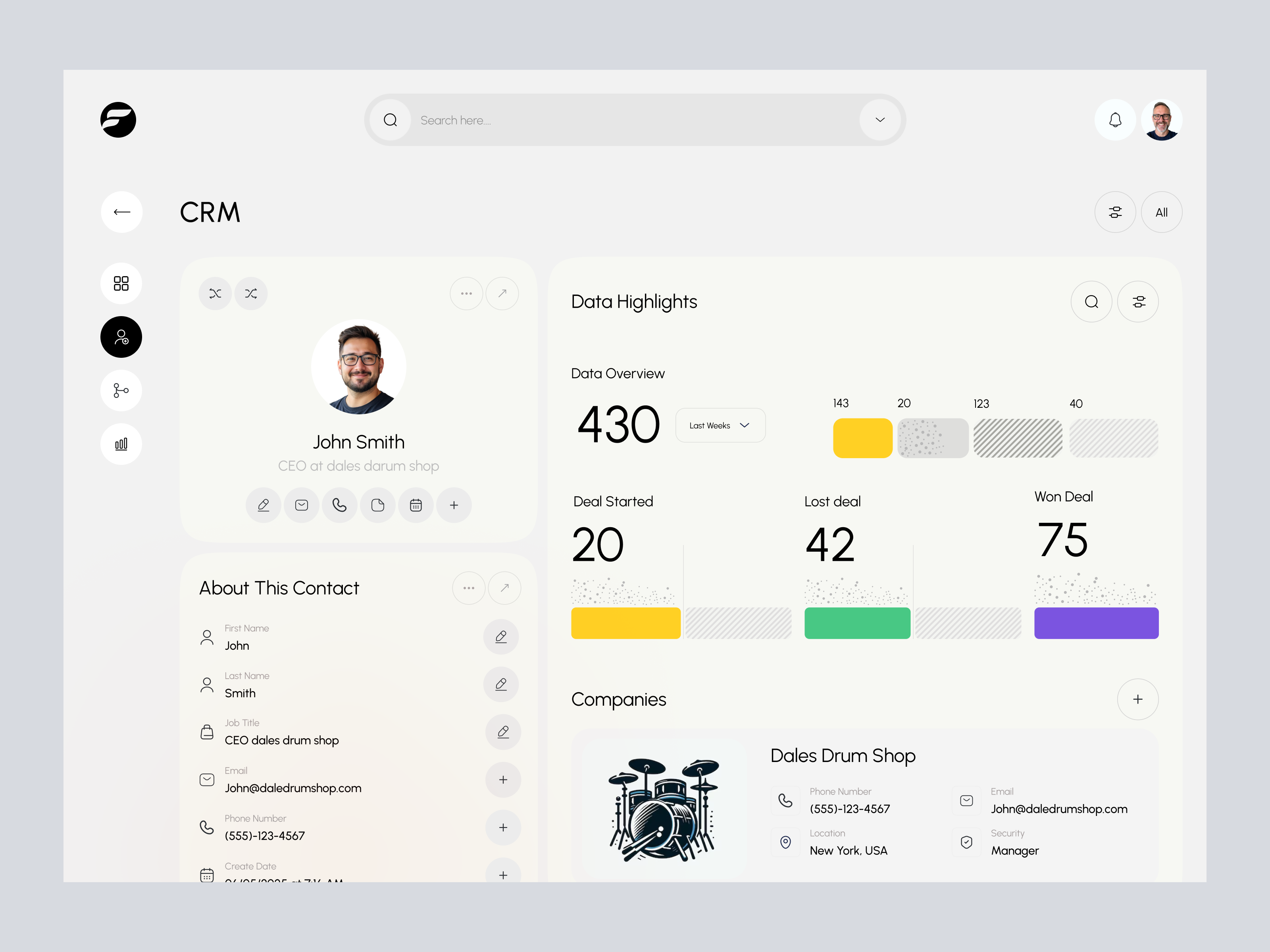 CRM Dashboard for Sales & Customer Management admin panel analytics crm crm dashboard customer relationship management data visualization kpi dashboard product saas saas dashboard sales dashboard ui design web web app