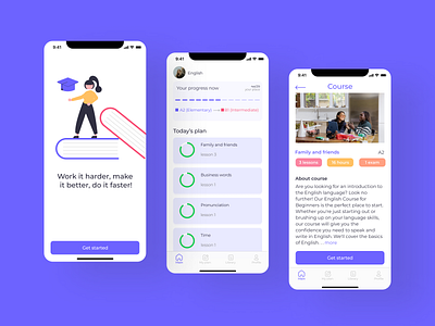 Learning English app app design education english ui