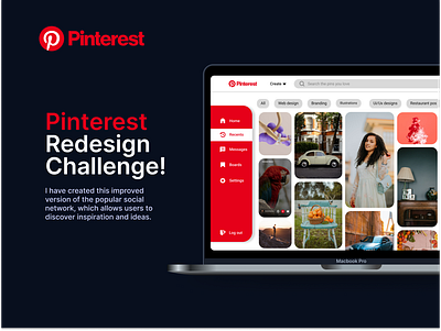 Pinterest redesign Challenge! app branding design graphic design illustration pinterest pinterest redesign challenge! pintrest home page design typography ui uiux design ux vector