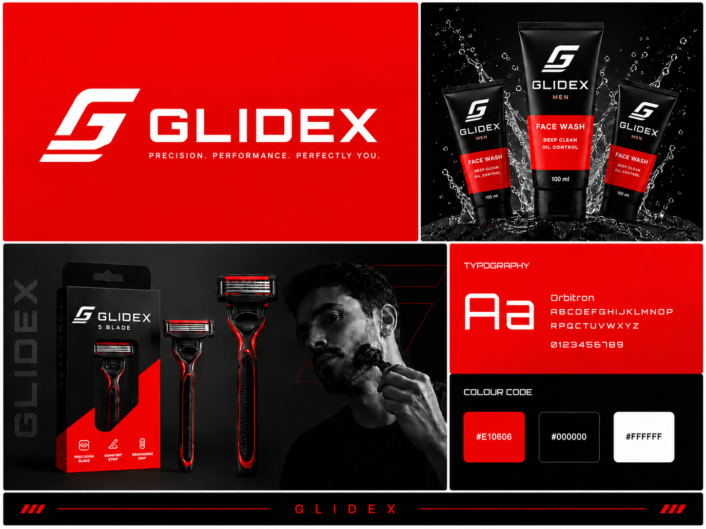 Glidex Logo Design Process | Premium Logo Exploration app icon design set bold red and black logo branding graphic design illustration logo mens grooming logo design minimal logo with tagline modern masculine brand identity premium razor packaging design product packaging design razor brand identity shaving brand branding sports dynamic logo mark typography vector