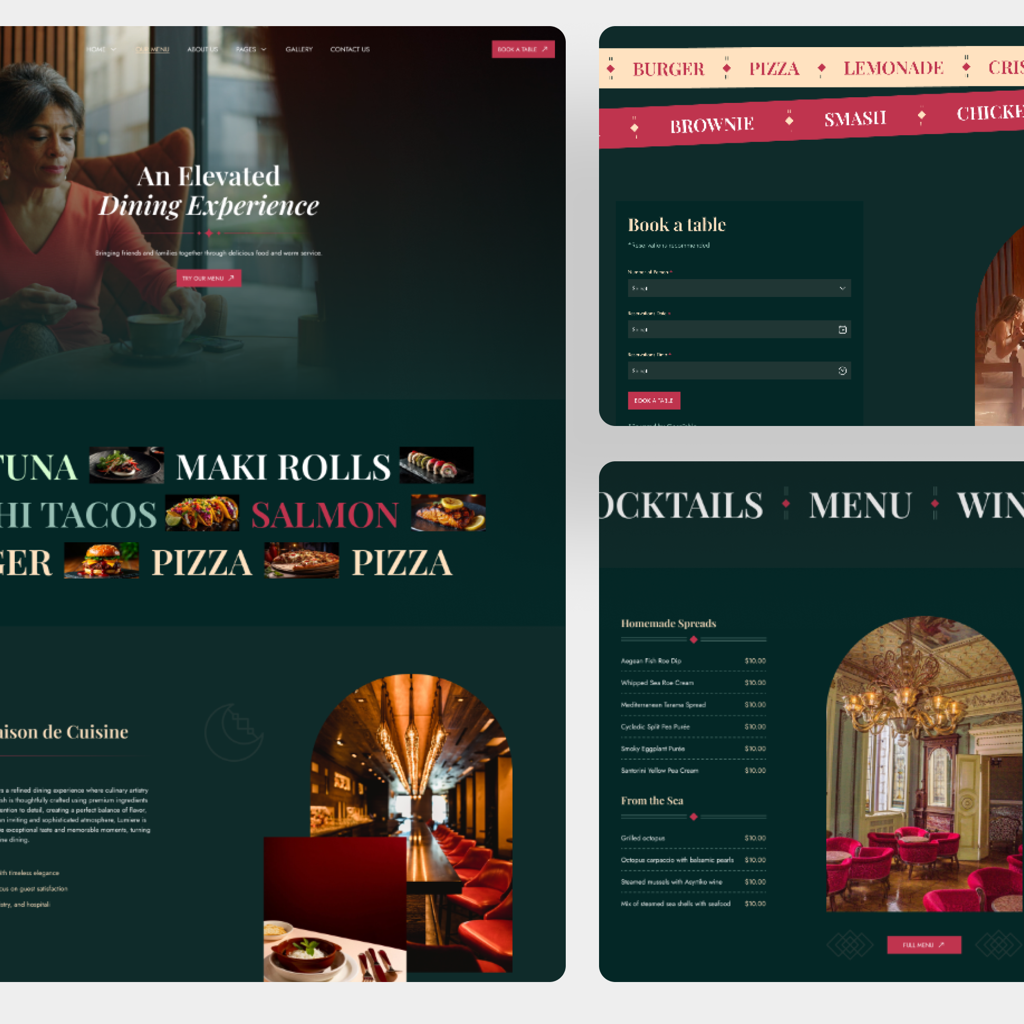 Lumière – Restaurant Wix Template booking website fine dining food website hospitality design landing page luxury restaurant menu design modern website responsive design restaurant restaurant booking restaurant menu restaurant website table booking ui design ui ux web design website design wix studio wix template