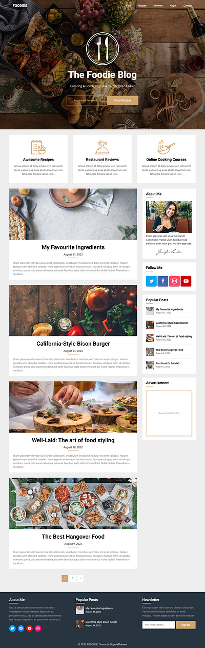 Foodie Blog - A blog WordPress theme for food bloggers blog blogging design food foodie template theme website wordpress