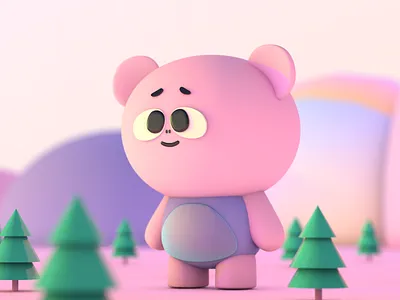 Cute bear 3d bear cartoon cinema4d design digital illustration