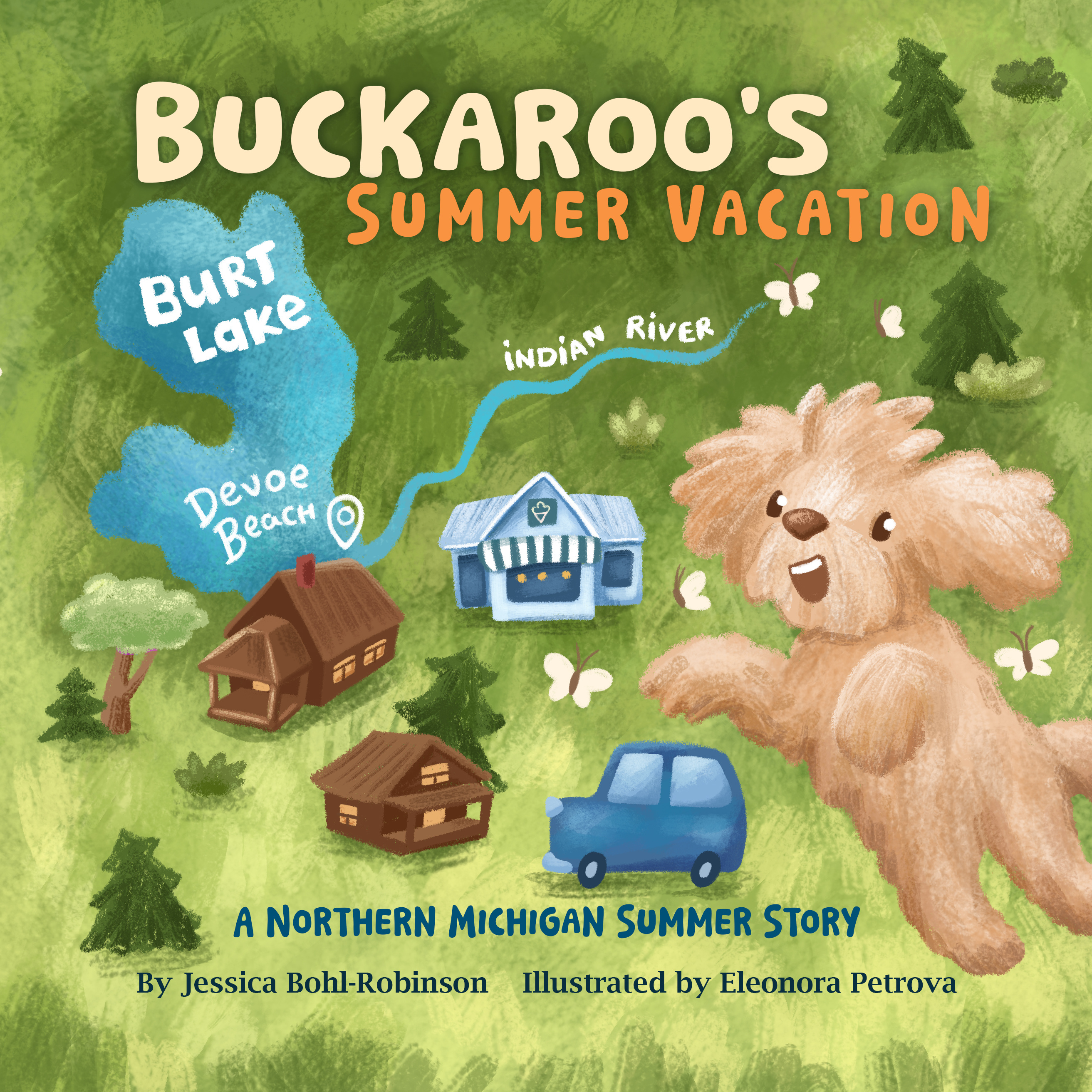 Children's Book Cover - Buckaroo's Summer Vacation book character book cover book illustration chidren children book children illustration dog character freehand drawing illustration kids book kids illustration map illustration travel illustration