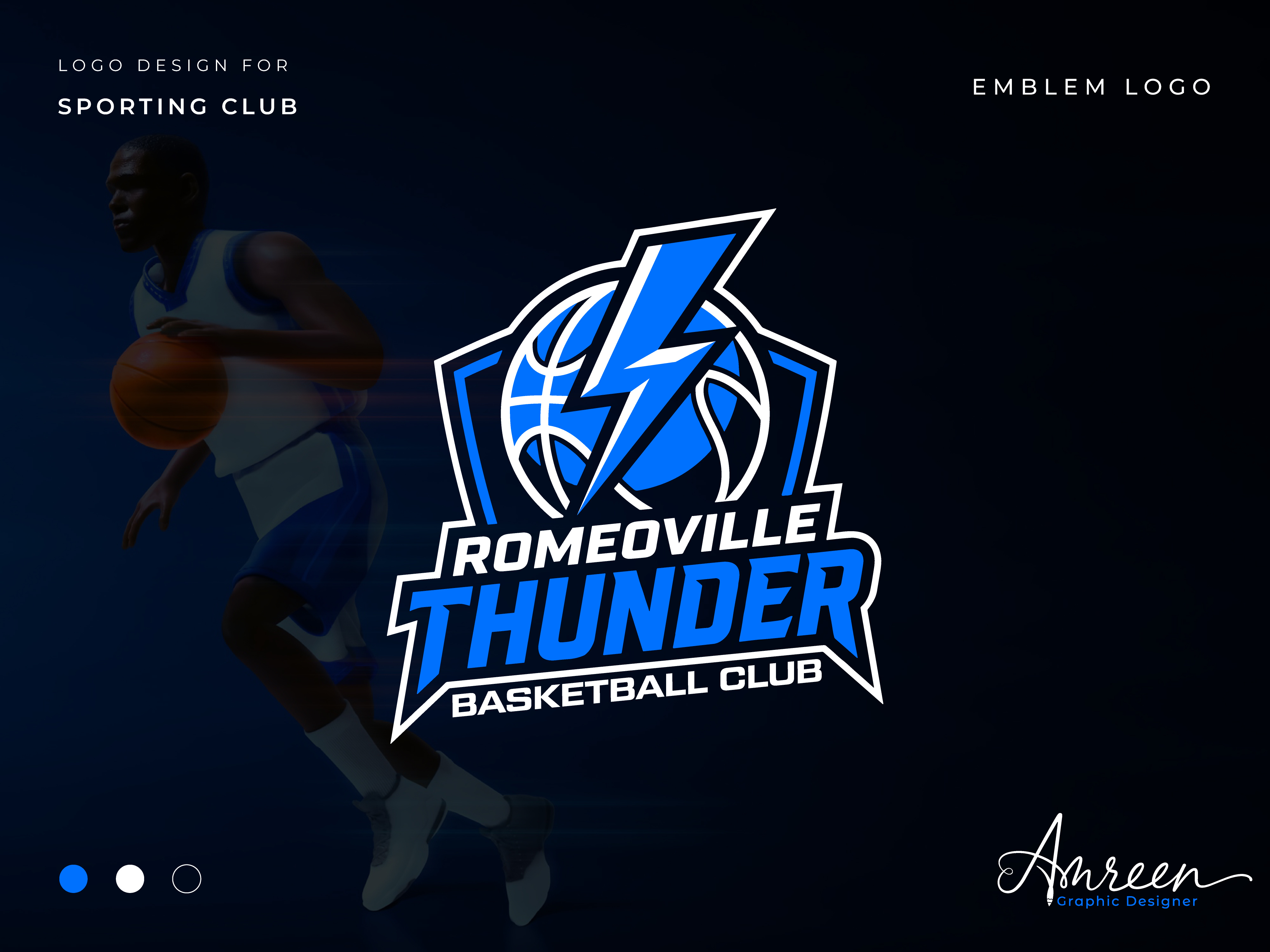 Romeoville Thunder — A High-Voltage Basketball Emblem athletic logo badge logo basketball club basketball logo black and white logo blue logo brand identity branding club logo emblem logo lightning logo logo logo design mascot logo modern logo sport logo sports branding sports logo team logo thunder logo