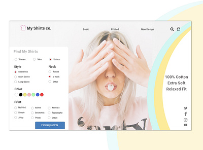 Homepage Design - Basic Shirts Company adobexd graphic design photoshop ui ux design