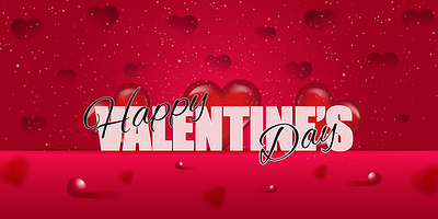 Happy Valentine's day 3d text with red heart shapes. 14th february 3d love calligraphy happy valentines day romantic day typography vector
