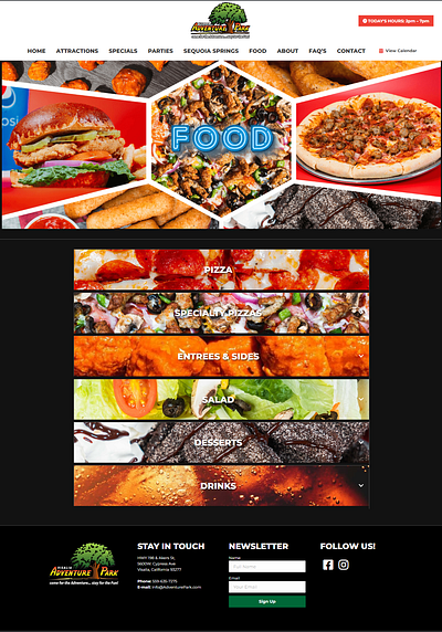 Fun Food Menu design web design website wordpress