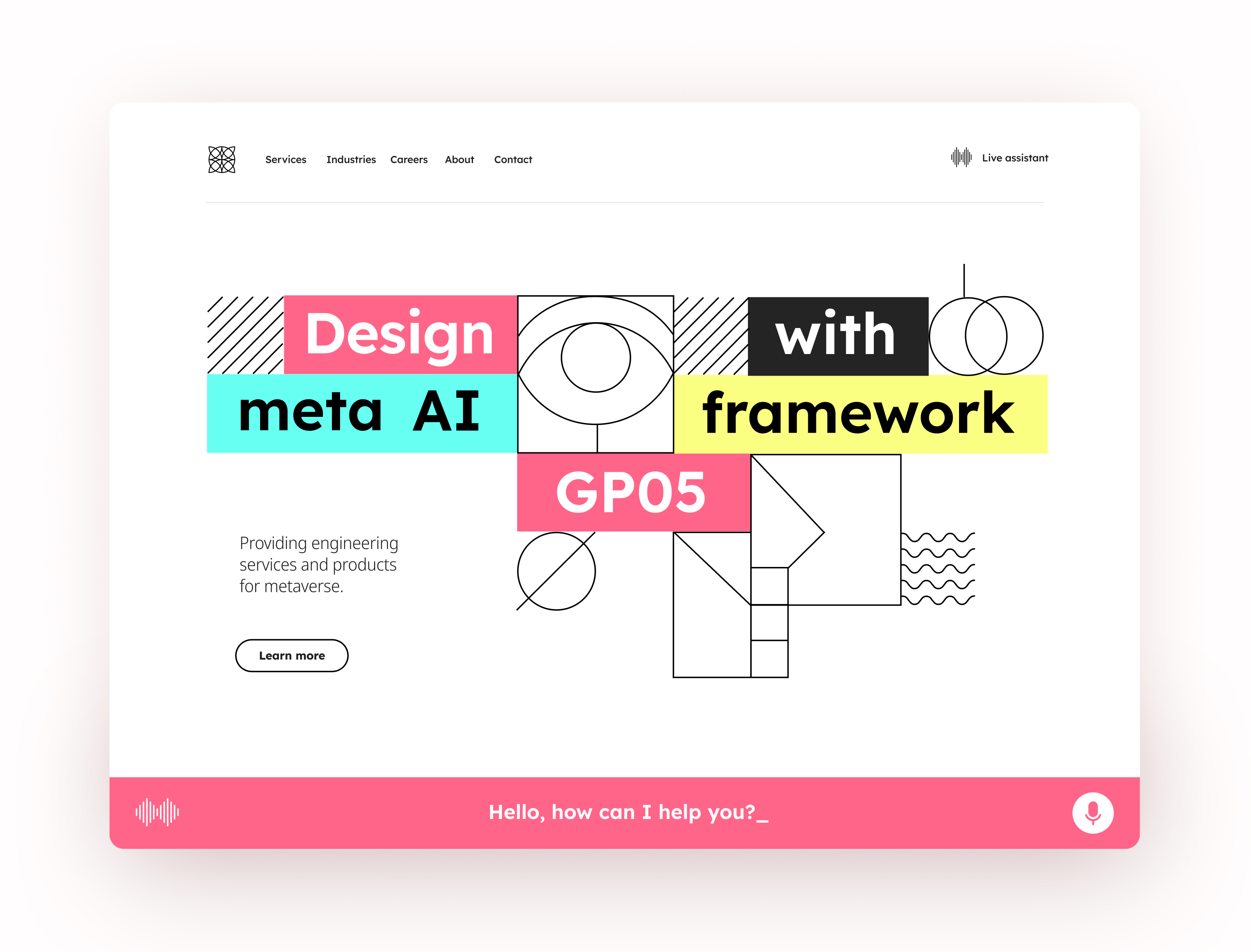 Meta AI framework landing page, UI concept chatgpt company website design flat framework landing page meta metaverse ui ux website