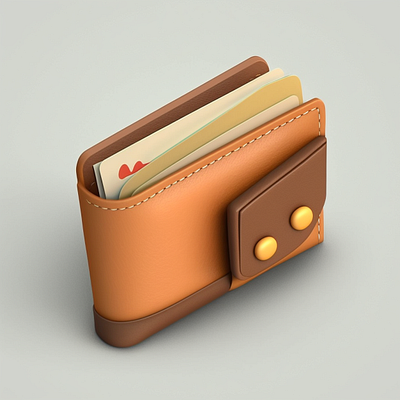Wallet Icon - 3D Model of Wallet 3d animation cute design graphic design icon man minimal wallet