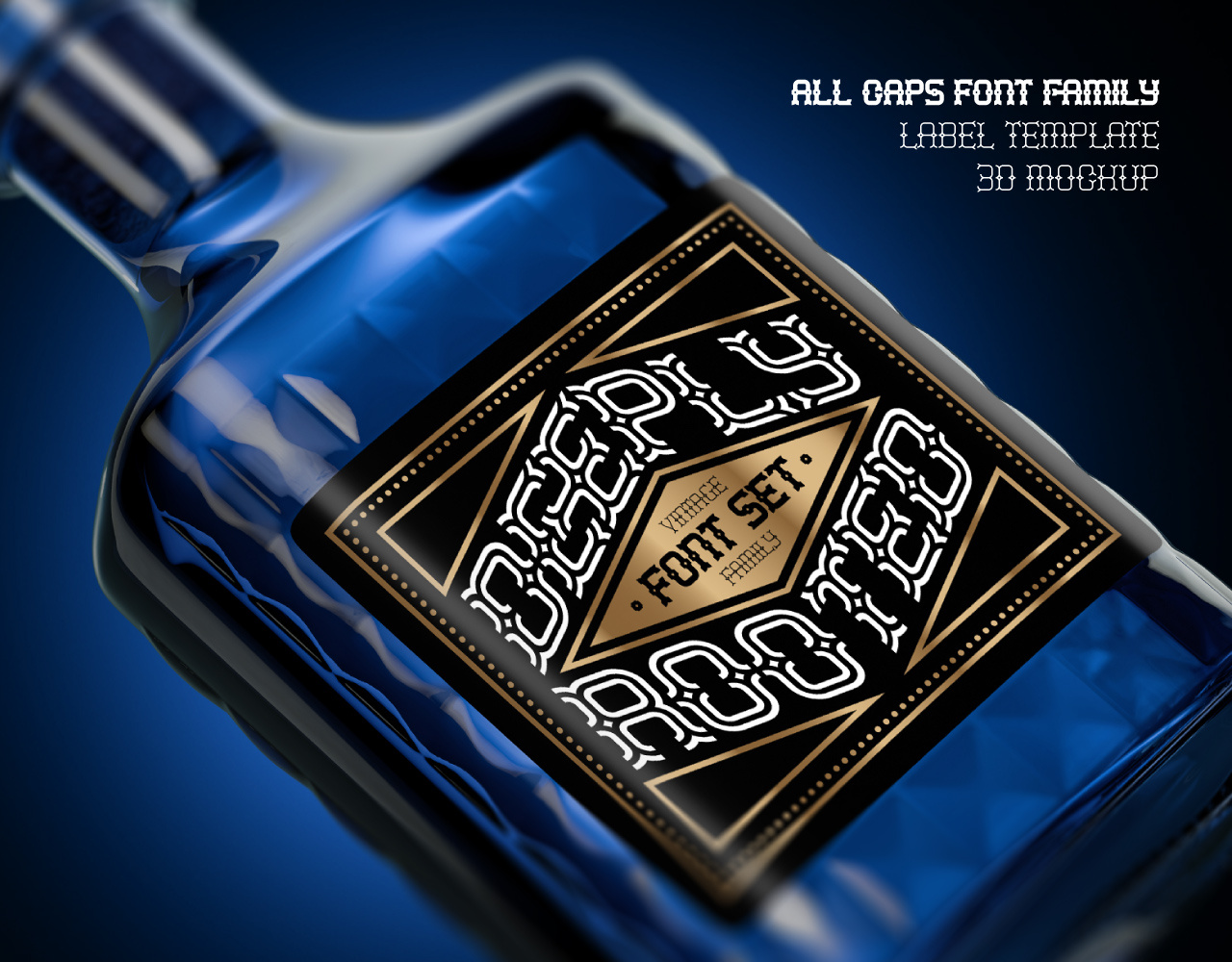 Deeply Rooted Font, Label, Mockup! 3d alphabet branding design font graphic design illustration lettering type typeface typography ui