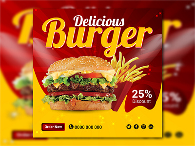 Social Media Delicious Burger Banner food banner