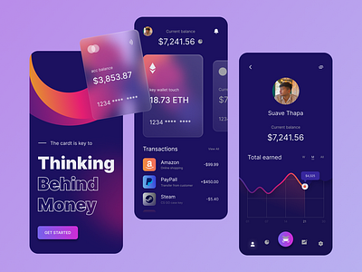 Mobile Banking App- Day 6, BuiLD 1.0 90daydesignchallenge bank app bank app ui build build1.0 design designdrug glass cards glass morphism graph in ui mobile app ui mobile design money app ui ui design
