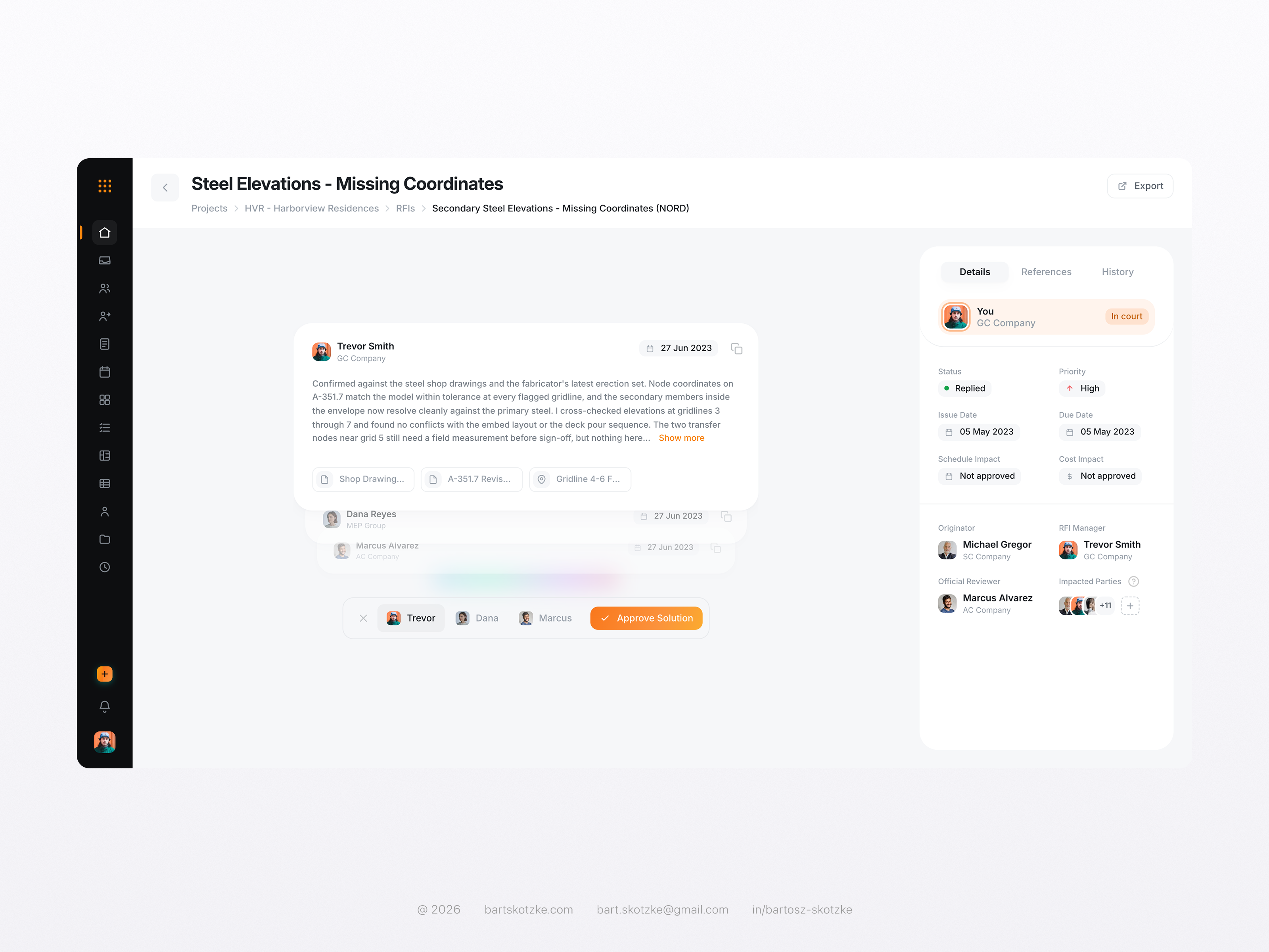 RFI - Construction app app construction design desktop figma product product design rfi ui ux
