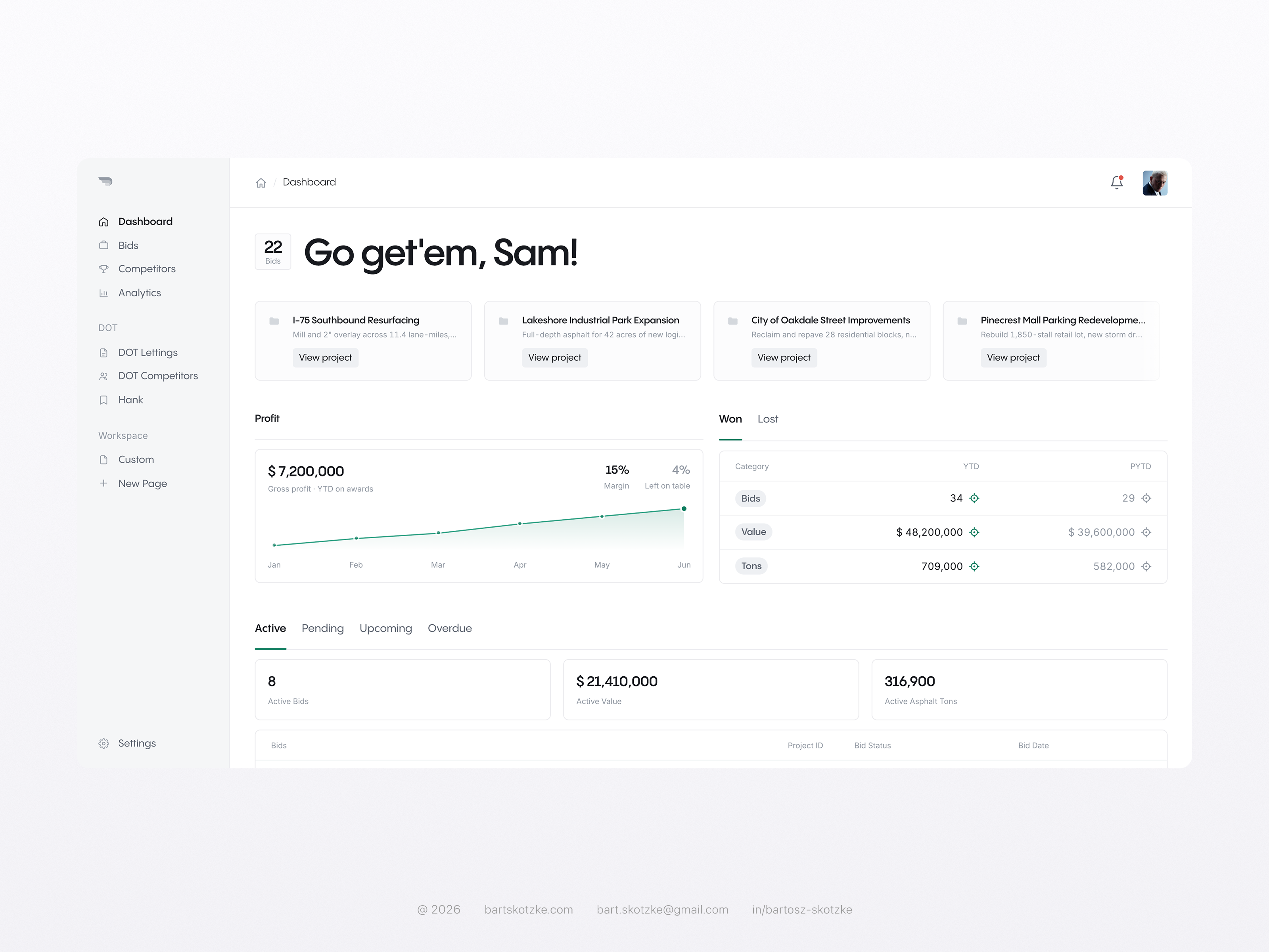 Bidding Platform - Construction app app bids construction design desktop figma product product design ui ux