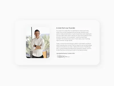 Health tech about page. about page branding clean clean web design founder health health brand health score health tech minimal signature simple start up web design